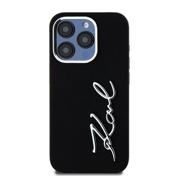 Etui Karl Lagerfeld Silicone Metal Script Logo na iPhone 15 Pro Max - czarne