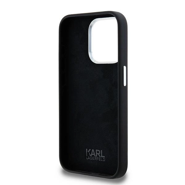 Etui Karl Lagerfeld Silicone Metal Script Logo na iPhone 15 Pro Max - czarne