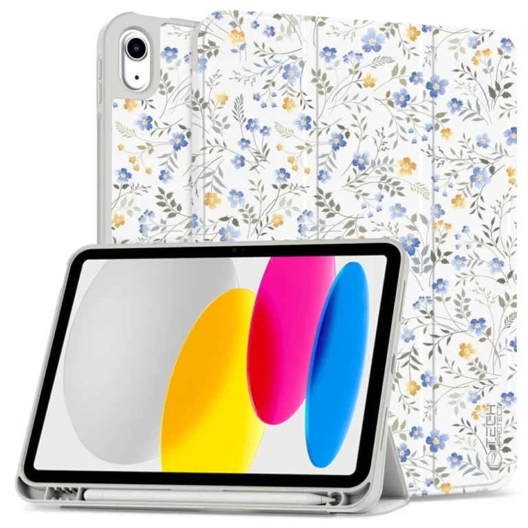 Etui Tech-Protect SC Pen na iPad 10.9" 2022 (10 gen.) / 11" 2025 (11 gen.) - stokrotki z liśćmi