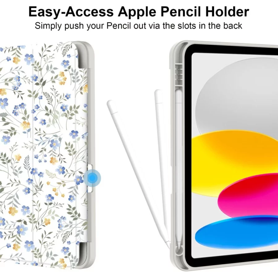 Etui Tech-Protect SC Pen na iPad 10.9" 2022 (10 gen.) / 11" 2025 (11 gen.) - stokrotki z liśćmi