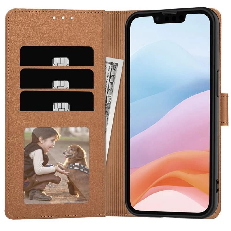 Etui Tech-Protect Wallet na iPhone 16e / 17e - brązowe