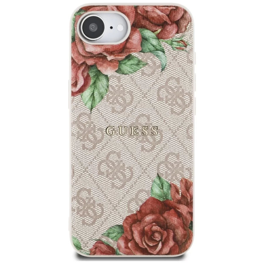 Etui Guess 4G Flowers Print MagSafe na iPhone 16e - różowe