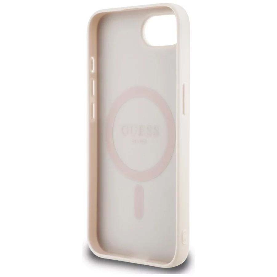 Etui Guess 4G Flowers Print MagSafe na iPhone 16e - różowe