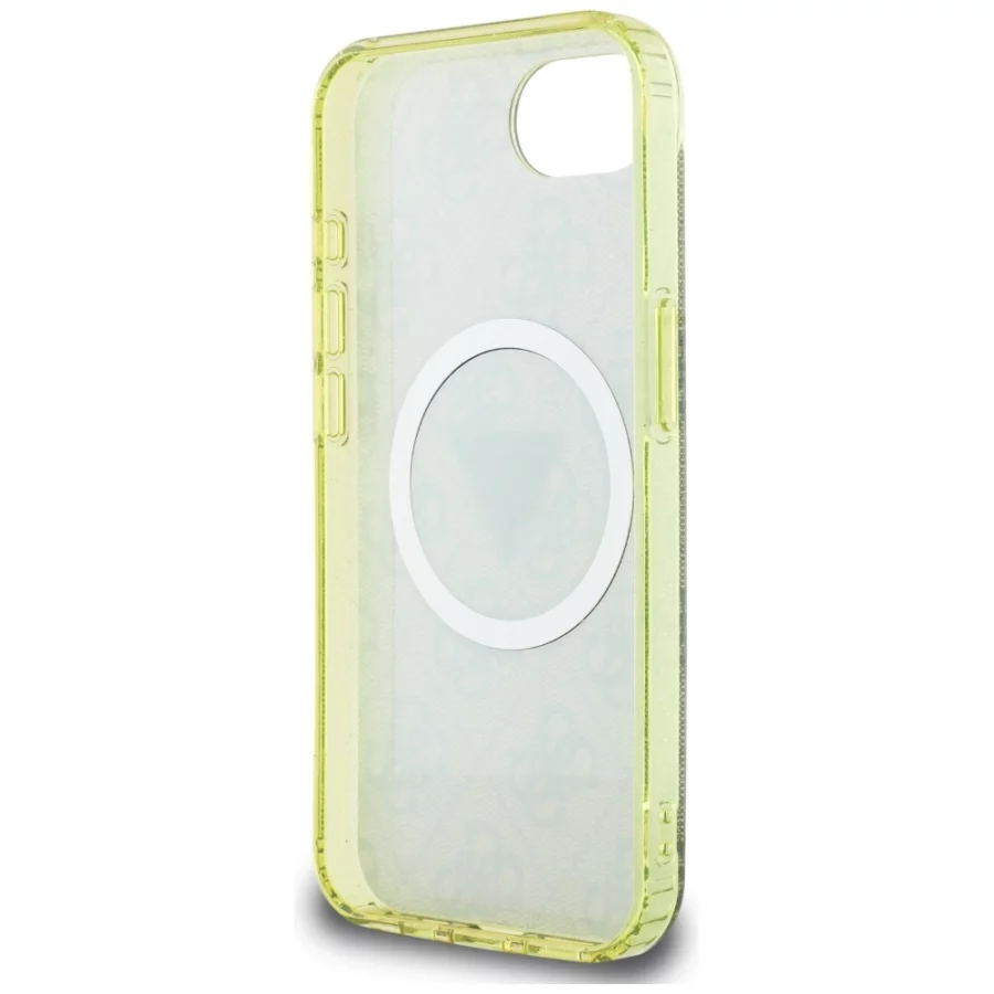 Etui Guess IML Metal Glitter 4G Circle Triangle MagSafe na iPhone 16e - brązowe
