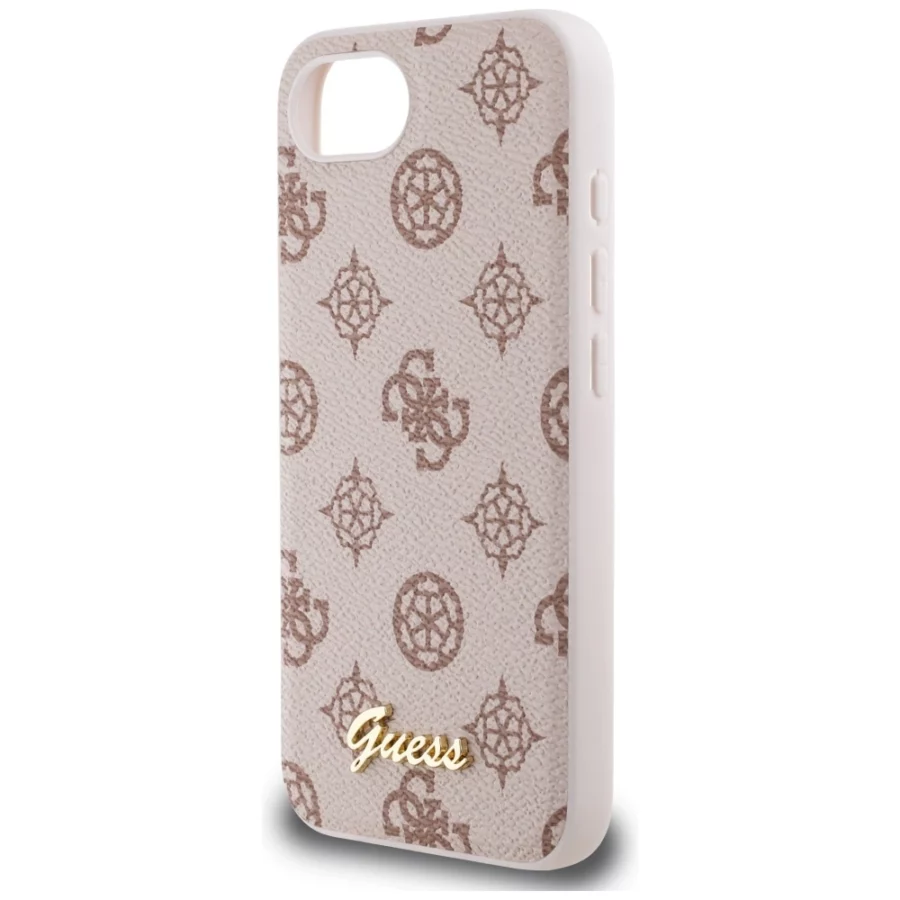 Etui Guess Peony Script Logo MagSafe na  iPhone 16e - brązowe
