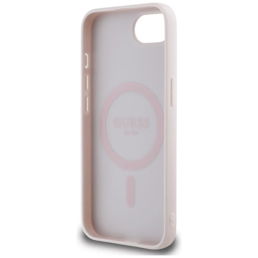 Etui Guess Peony Script Logo MagSafe na  iPhone 16e - brązowe