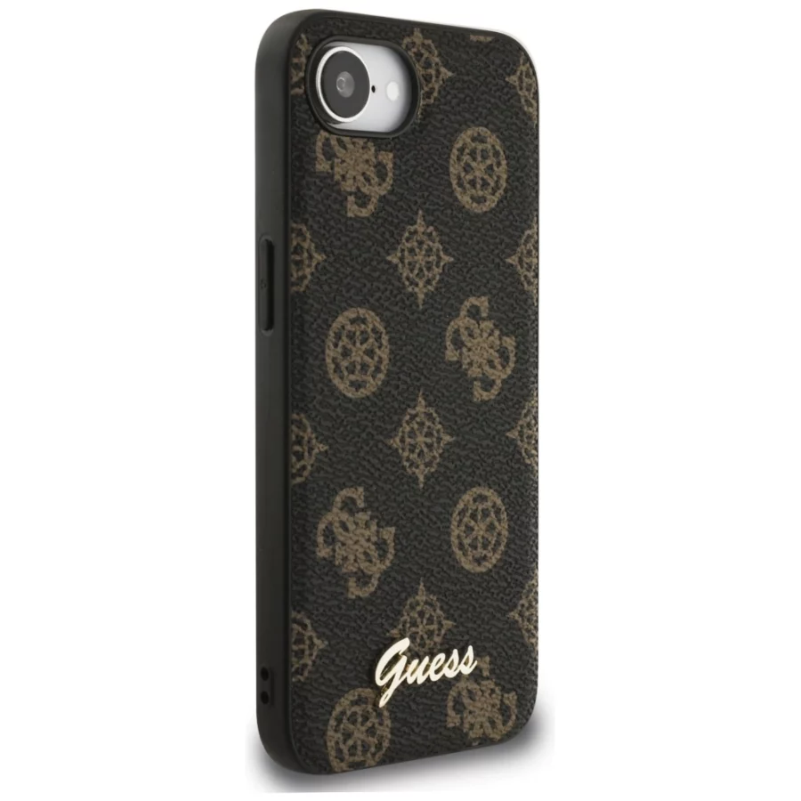 Etui Guess Peony Script Logo MagSafe na  iPhone 16e czarne