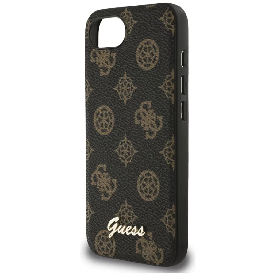 Etui Guess Peony Script Logo MagSafe na  iPhone 16e czarne