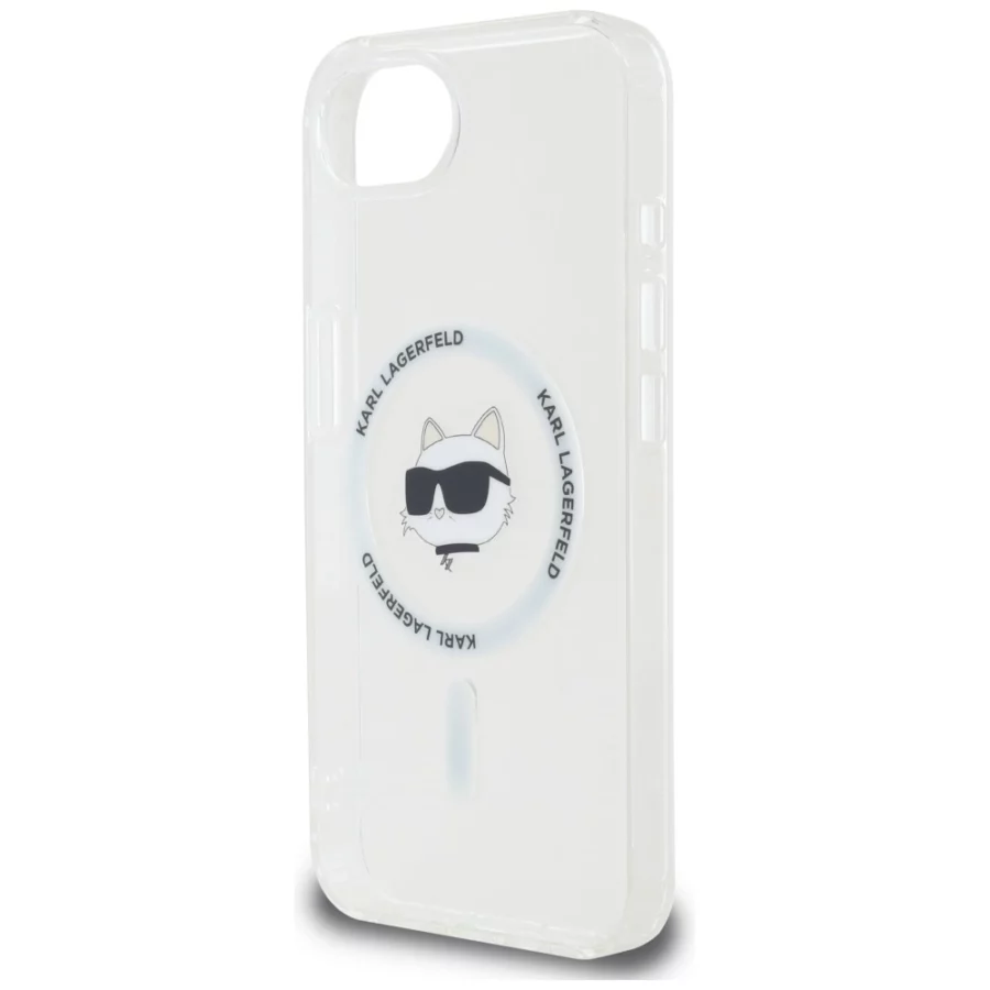 Etui Karl Lagerfeld IML Metal Choupette Head MagSafe na iPhone 16e - białe