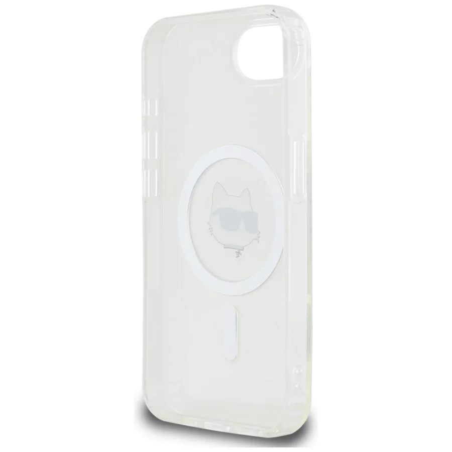 Etui Karl Lagerfeld IML Metal Choupette Head MagSafe na iPhone 16e - białe