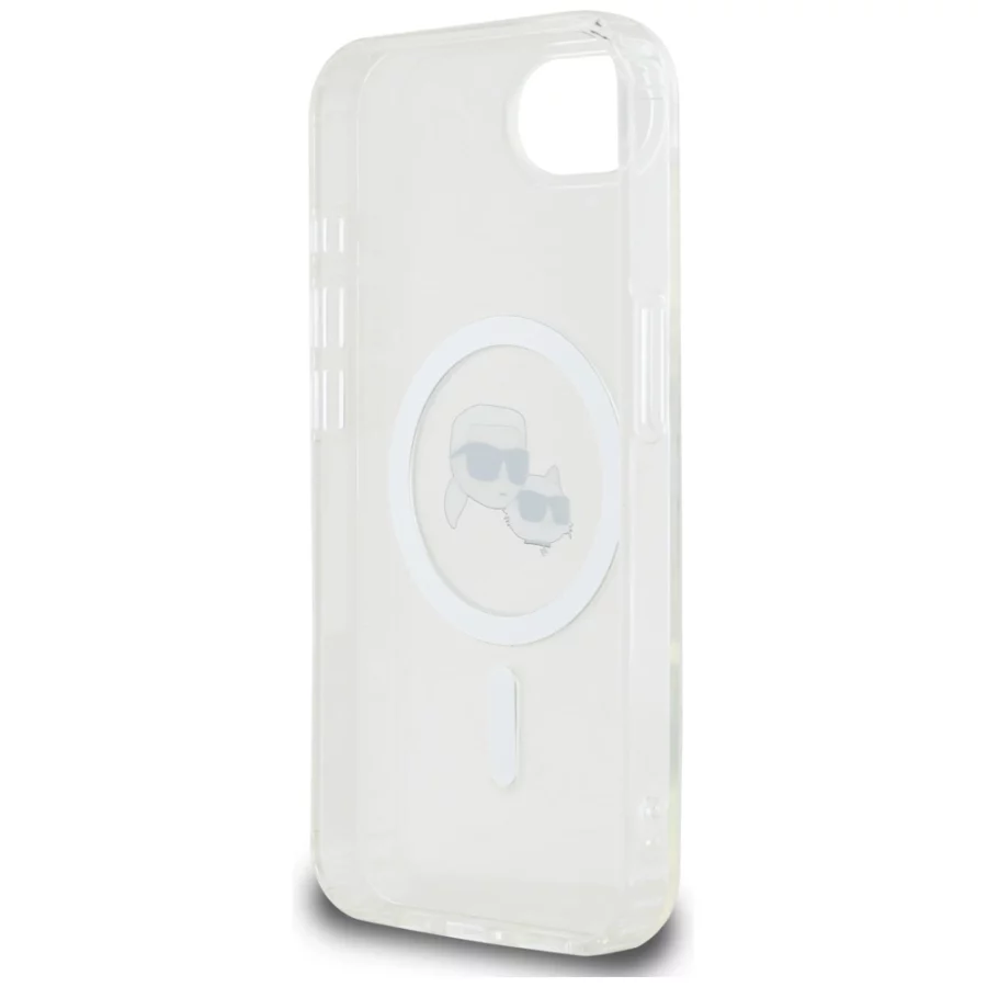 Etui Karl Lagerfeld IML Metal Karl & Choupette Heads MagSafe na iPhone 16e - białe