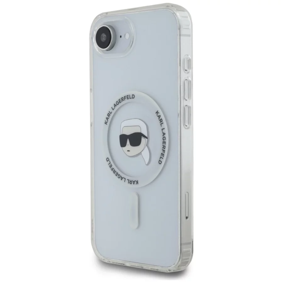 Etui Karl Lagerfeld IML Metal Karl Head MagSafe na iPhone 16e biały