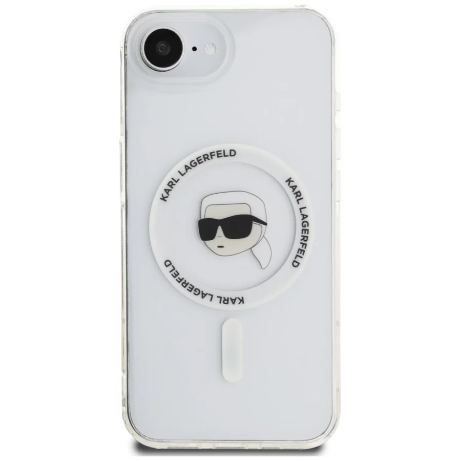 Etui Karl Lagerfeld IML Metal Karl Head MagSafe na iPhone 16e biały