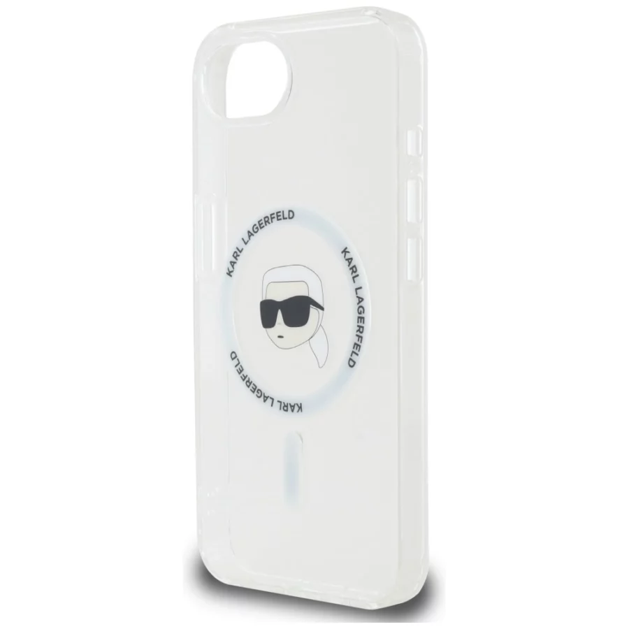 Etui Karl Lagerfeld IML Metal Karl Head MagSafe na iPhone 16e biały