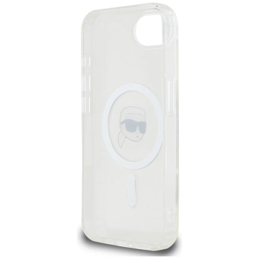 Etui Karl Lagerfeld IML Metal Karl Head MagSafe na iPhone 16e biały