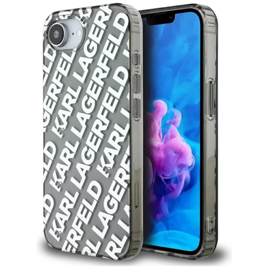 Etui Karl Lagerfeld IML Repeat Logo na iPhone 16e - srebrne