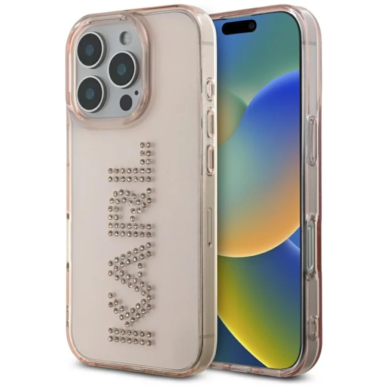 Etui Karl Lagerfeld IML Rhinestones Logo na iPhone 16 Pro Max - różowe