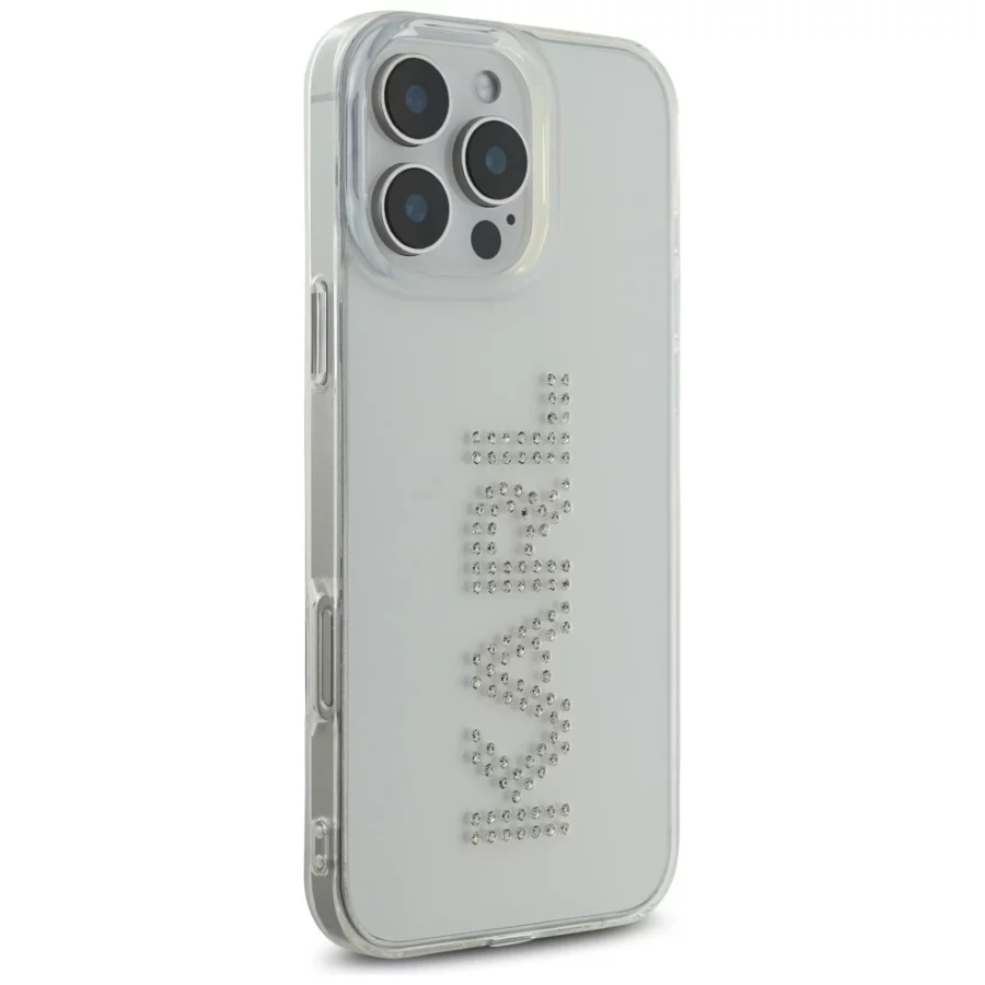 Etui Karl Lagerfeld IML Rhinestones Logo na iPhone 16 Pro - przezroczyste