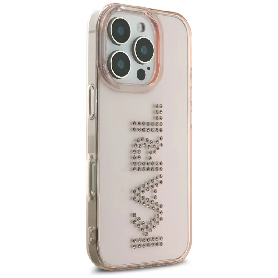 Etui Karl Lagerfeld IML Rhinestones Logo na iPhone 16 Pro - różowe