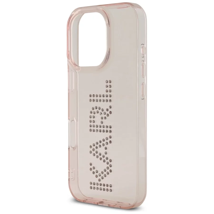 Etui Karl Lagerfeld IML Rhinestones Logo na iPhone 16 Pro - różowe