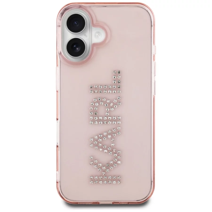 Etui Karl Lagerfeld IML Rhinestones Logo na iPhone 16 - różowe