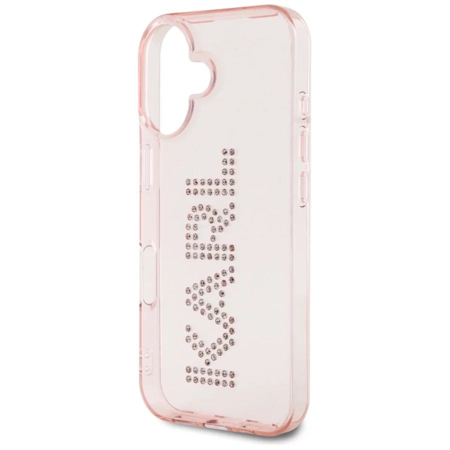 Etui Karl Lagerfeld IML Rhinestones Logo na iPhone 16 - różowe