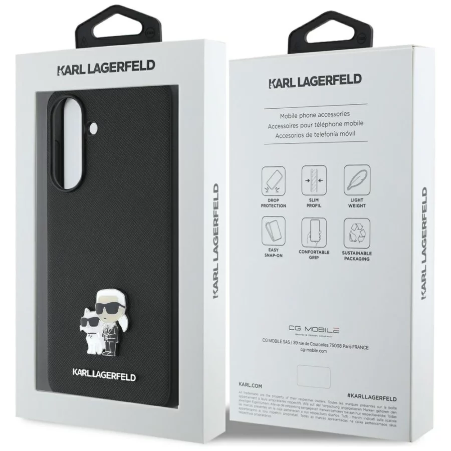 Etui Karl Lagerfeld Saffiano w/ K&C Metal Logo na Samsung Galaxy A56 - czarne