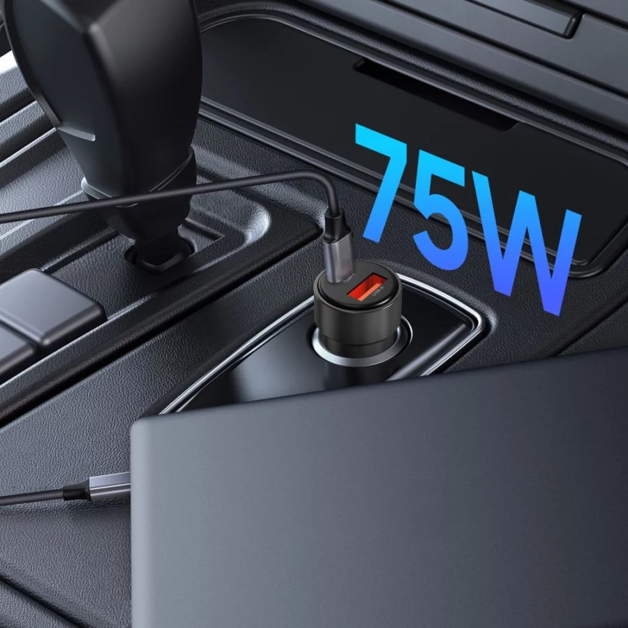 Ładowarka samochodowa CC03 2-porty PD75W - czarna