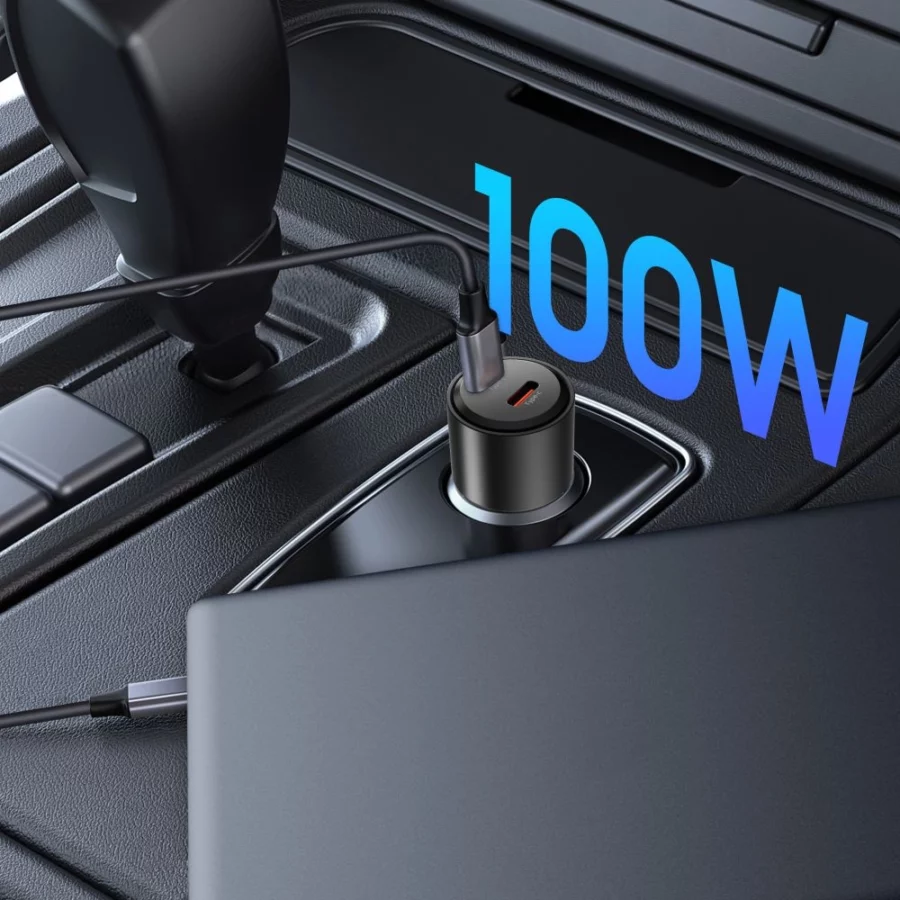 Ładowarka samochodowa CC03 2-porty PD100W - czarna