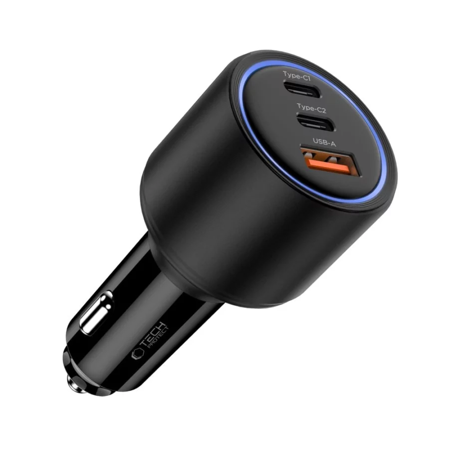 Ładowarka samochodowa CC04 3-porty PD175W - czarna