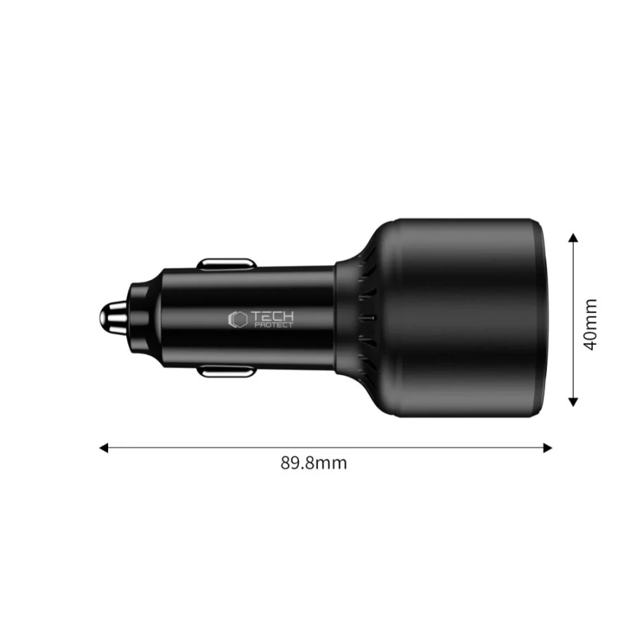Ładowarka samochodowa CC04 3-porty PD175W - czarna