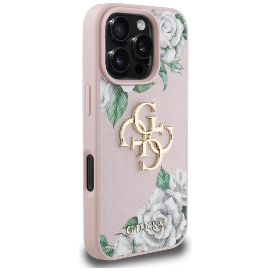 Etui Guess Grained Roses Big 4G logo na iPhone 16 Pro Max - różowe