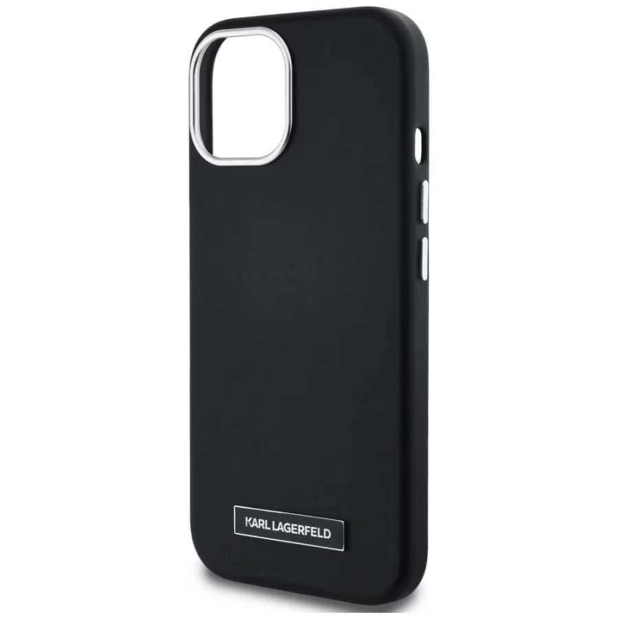 Etui Karl Lagerfeld FW Metal Plate MagSafe na iPhone 15 - czarne