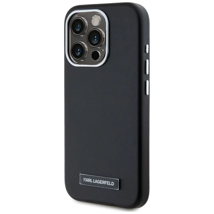 Etui Karl Lagerfeld FW Metal Plate MagSafe na iPhone 15 Pro - czarne