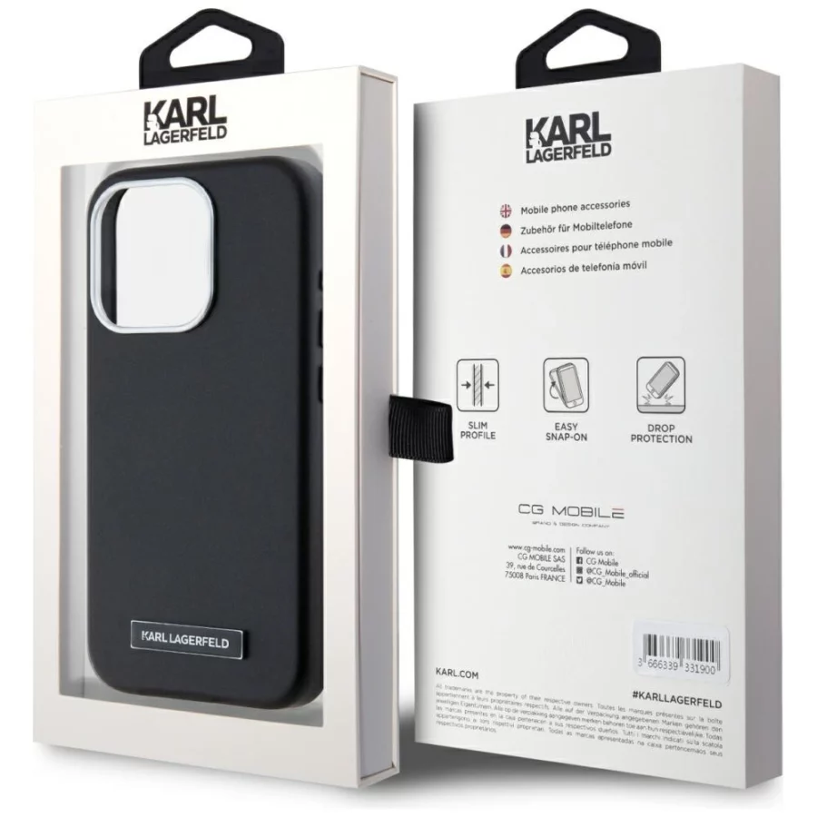 Etui Karl Lagerfeld FW Metal Plate MagSafe na iPhone 15 Pro - czarne