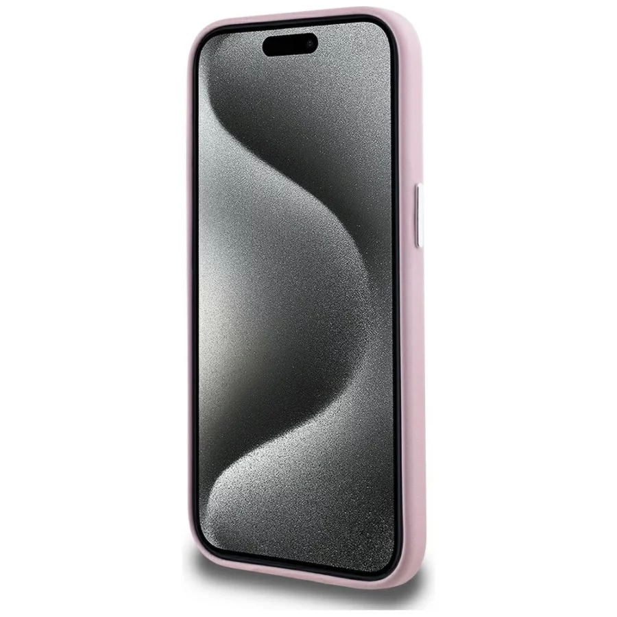 Etui Karl Lagerfeld FW Metal Plate MagSafe na iPhone 15 - różowe