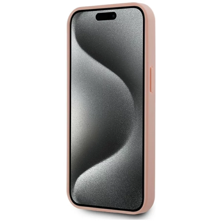 Etui Karl Lagerfeld Leather Monogram Metal Logo MagSafe na iPhone 15 - różowe