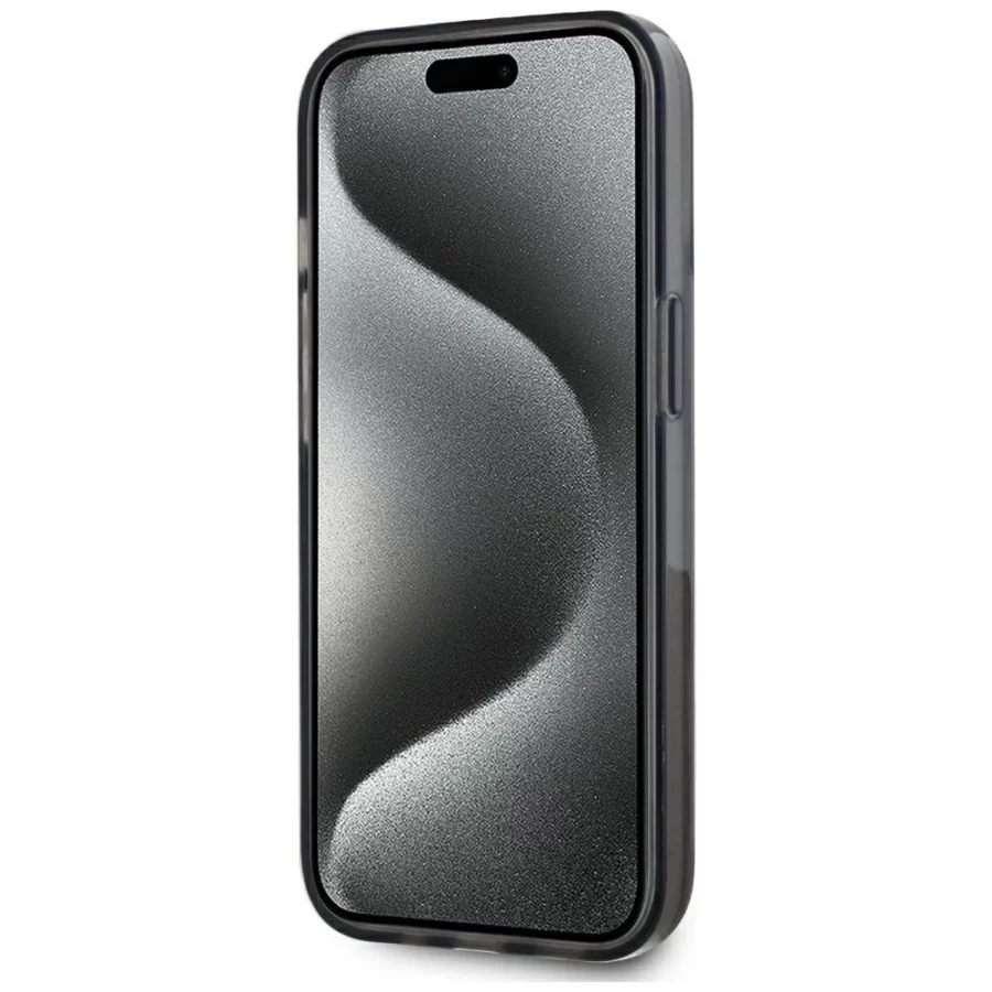 Etui Karl Lagerfeld Liquide Glitter Monogram Gradient na iPhone 15 - czarne