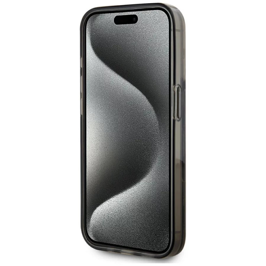 Etui Karl Lagerfeld Liquide Glitter Monogram Gradient na iPhone 15 Pro - czarne
