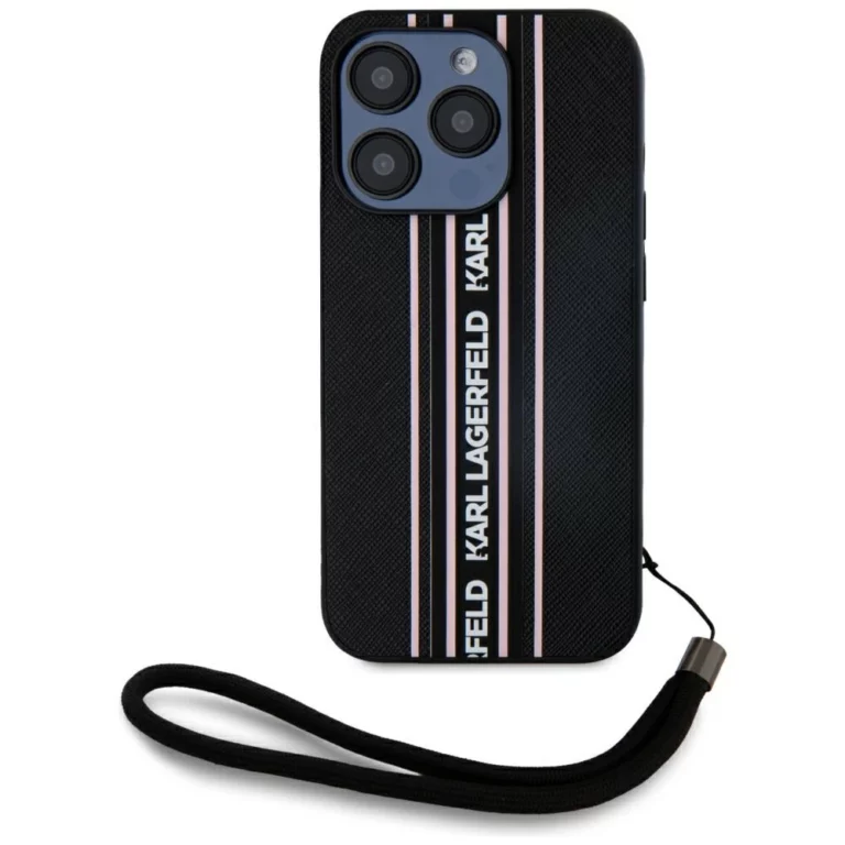 Etui Karl Lagerfeld Saffiano Athleisure Stripes Cord na iPhone 15 Pro Max - różowe
