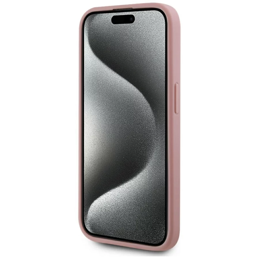 Etui Karl Lagerfeld Wrinkled Metal Signature na iPhone 15 Pro - różowe