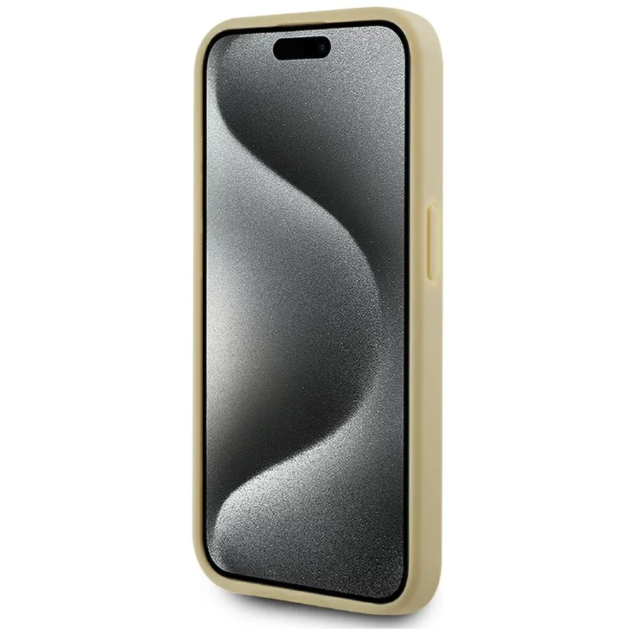 Etui Karl Lagerfeld Wrinkled Metal Signature na iPhone 15 Pro - złote