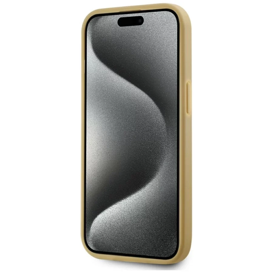 Etui Karl Lagerfeld Wrinkled Metal Signature na iPhone 15 - złote