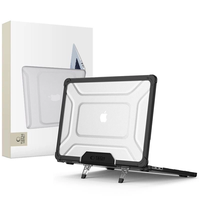 Etui Tech-Protect SmartShell Pro na MacBook Air 13" 2023-2025 M2 / M3 / M4 - przezroczysto-czarne