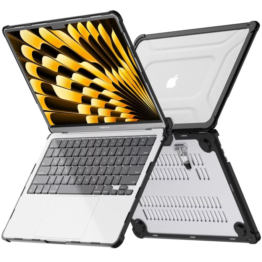 Etui Tech-Protect SmartShell Pro na MacBook Air 13" 2023-2025 M2 / M3 / M4 - przezroczysto-czarne