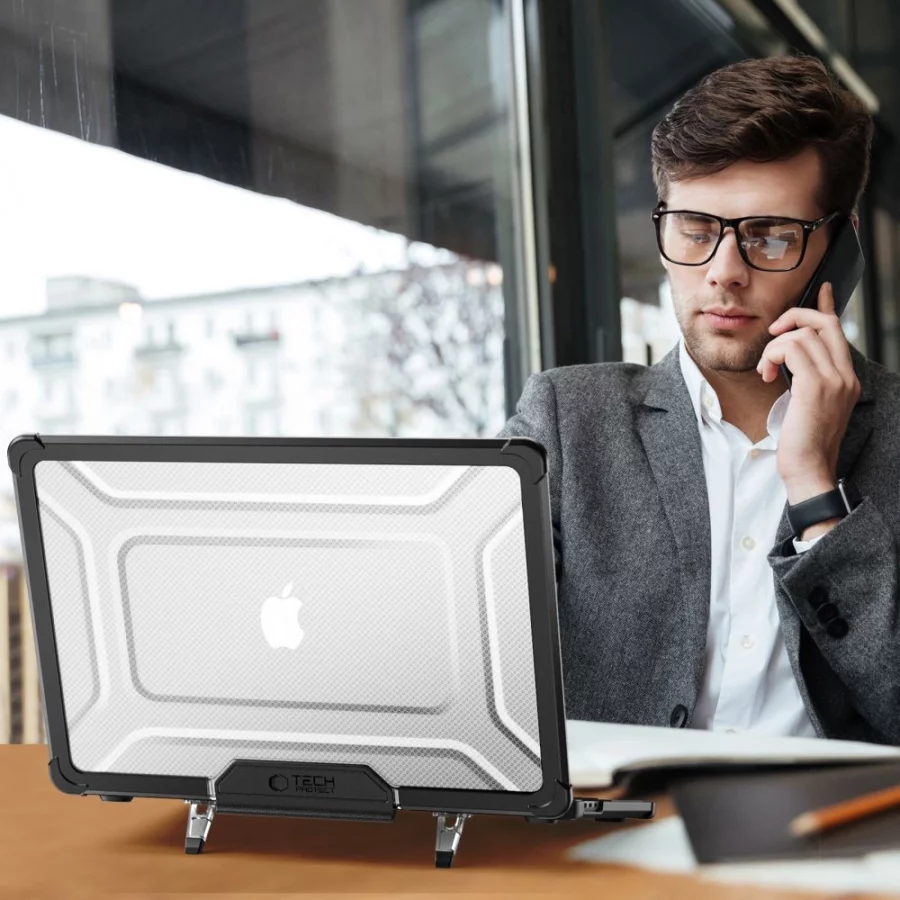 Etui Tech-Protect SmartShell Pro na MacBook Air 13" 2023-2025 M2 / M3 / M4 - przezroczysto-czarne