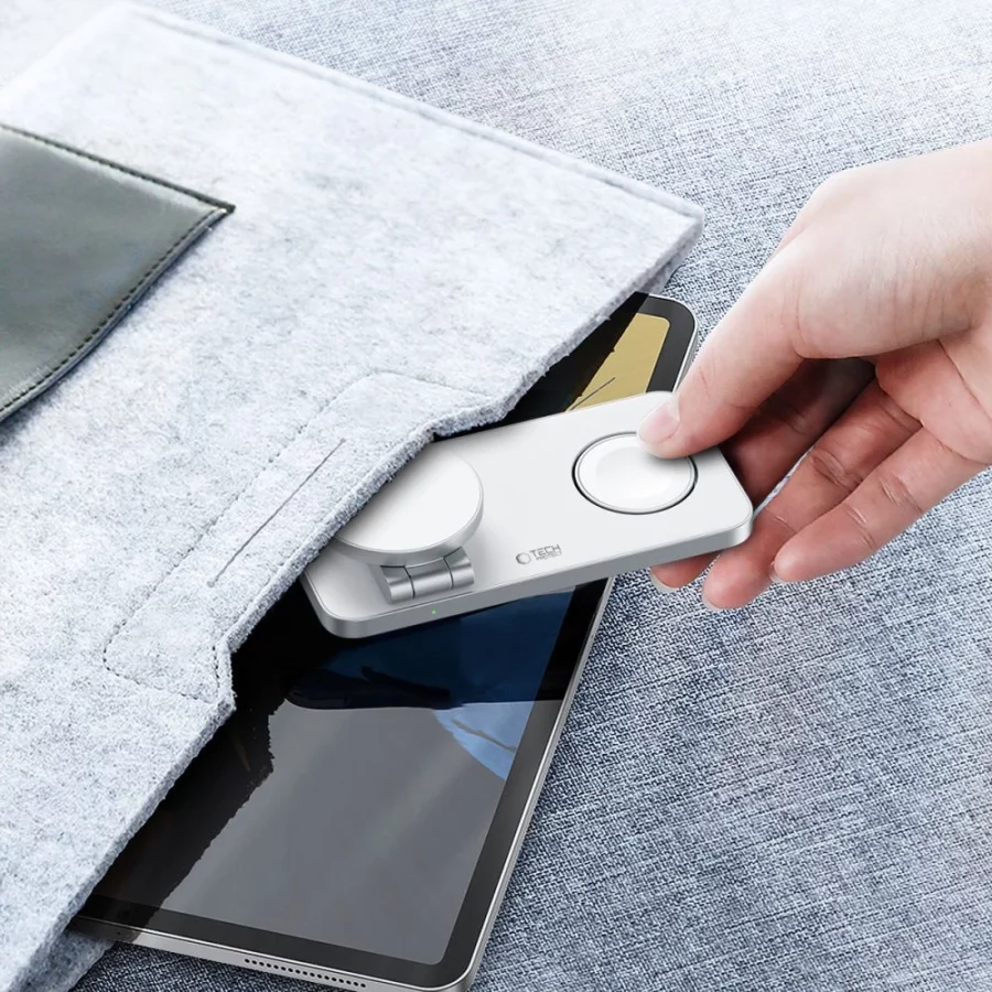 Ładowarka indukcyjna Tech-Protect QI15W-A47 MagSafe 3w1 + kabel USB-C - biała