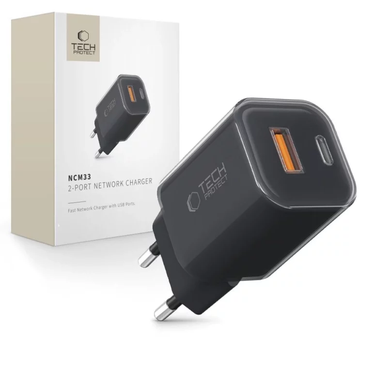 Ładowarka sieciowa Tech-Protect NCM33W 2-porty PD33W/QC3.0 - czarna