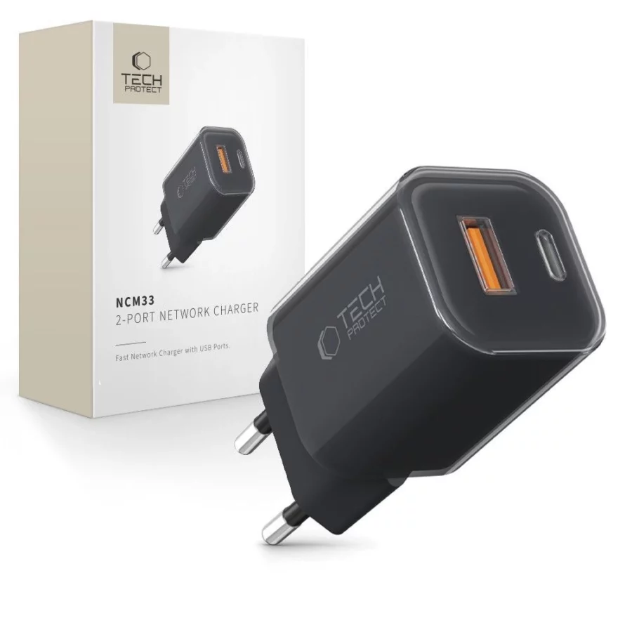 Ładowarka sieciowa Tech-Protect NCM33W 2-porty PD33W/QC3.0 - czarna