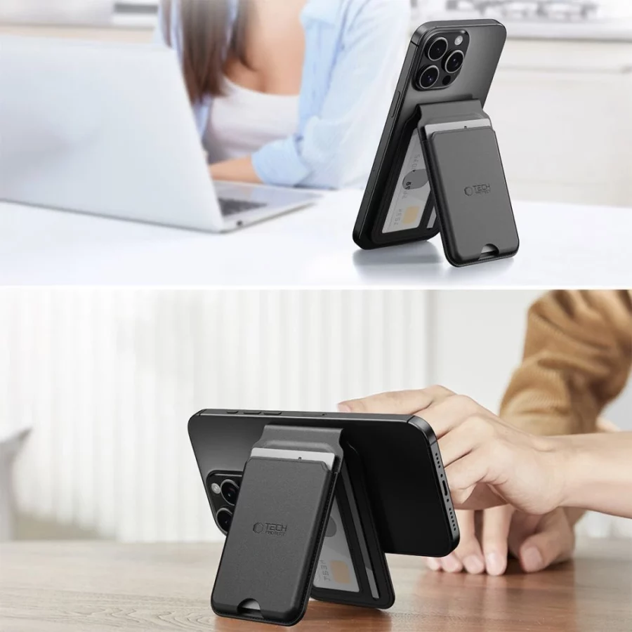 Etui Tech-Protect MagWallet Stand MagSafe uniwersalny - czarny